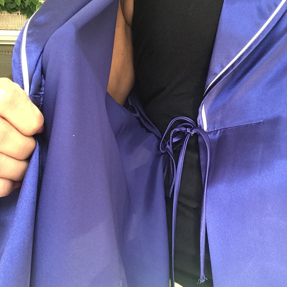 VINTAGE VICTORIAS SECRET 90’s VINTAGE BLUE SATIN LONG ROBE SMALL - Picture 7 of 9